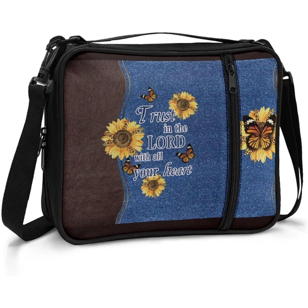 Sunflower Bible Cover Case with Shoulder Strap Bible Study Organizer Bag
